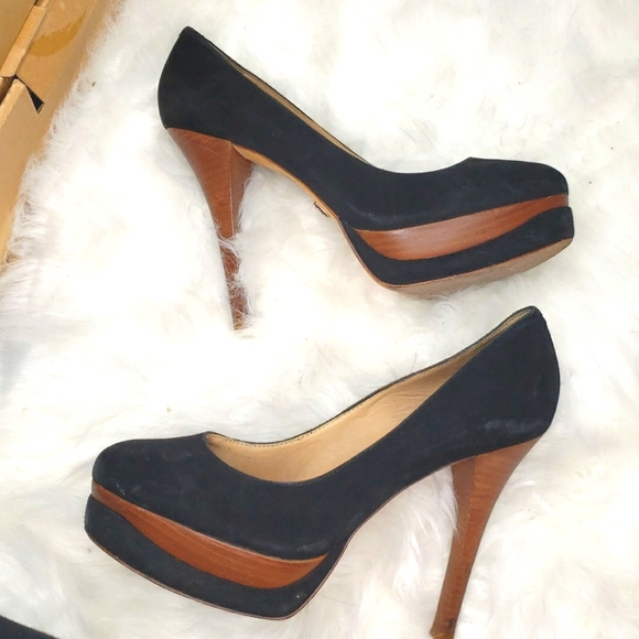 Pour La Victoire Alvery Black Suede Platform Pumps size 8.5 - Picture 4 of 12